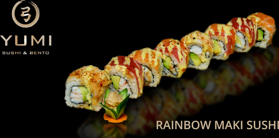 Rainbow maki sushi